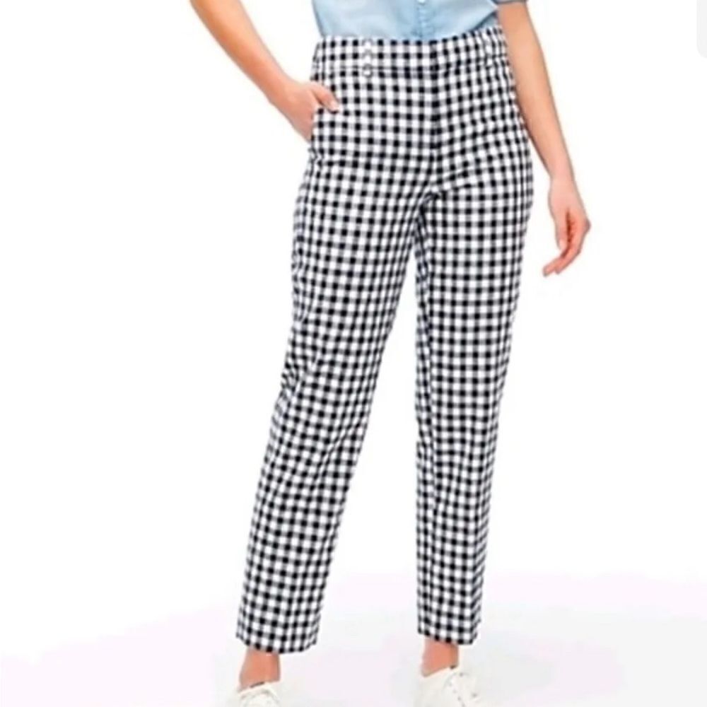J. Crew Black White Checked Cotton Pants Size 2